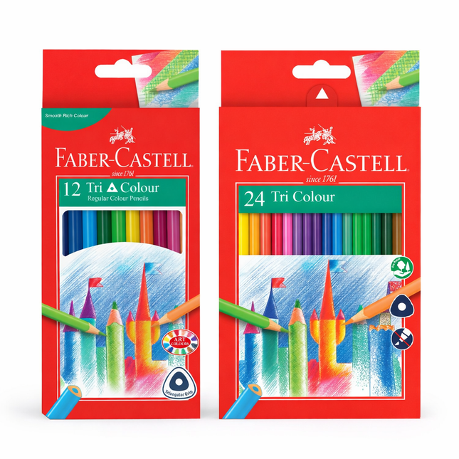 Faber-Castell Triangular Coloured Pencils (12 Pack & 24 Pack)