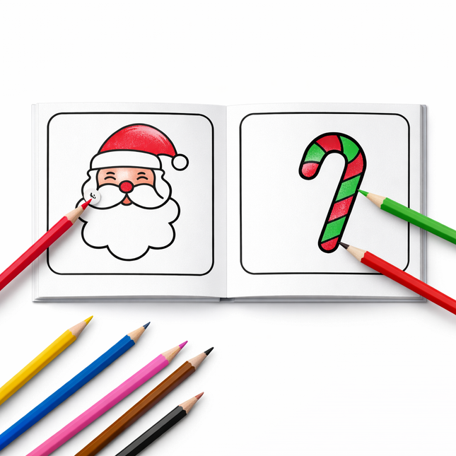 Easy & Fun Christmas Colouring Book (Paperback) & Faber-Castell Triangular Coloured Pencils 12 Pack